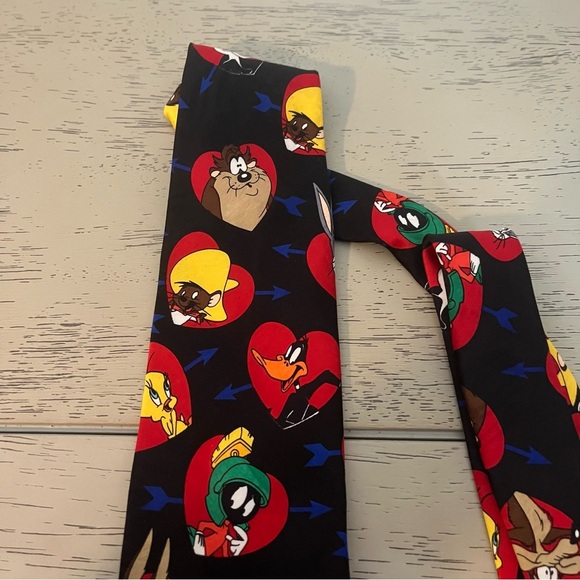 1994 Looney Tunes Mania Necktie Marvin Martian Tweety Bugs Cupid Hearts Speedy - Picture 4 of 6